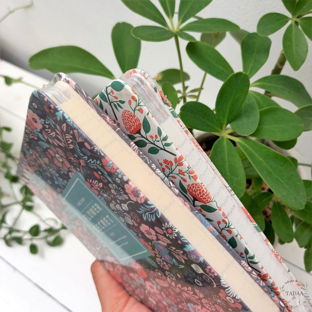 Sổ tay nhật ký hoa lá Flower vintage kẻ ngang và trơn nhiều màu planner, note tiện lợi