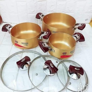 Bộ nồi sunhouse 6634 màu vàng