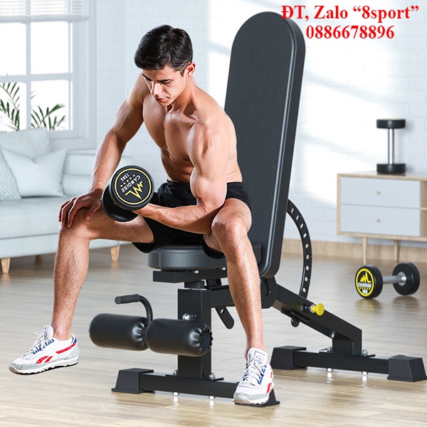 Ghế tạ đang năng Cao cấp 8S, ghế tập gym đa năng tùy chỉnh độ dốc dễ dàng