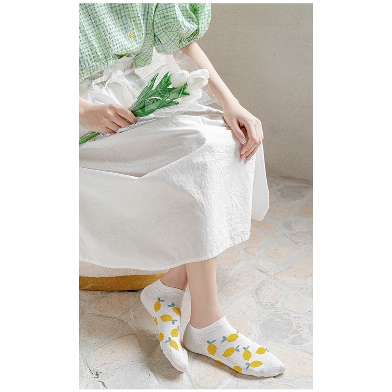 Tất nữ cổ ngắn họa tiết cute, dễ thương T090