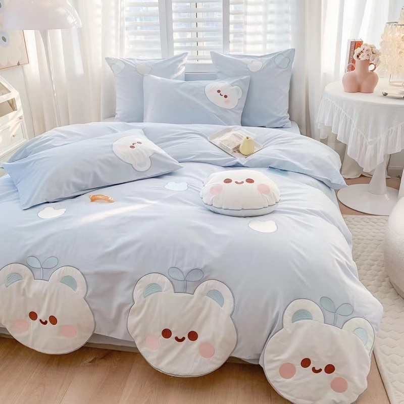 Bộ chăn ga gối Cotton Linen hữu cơ Thỏ Xinh 🐰