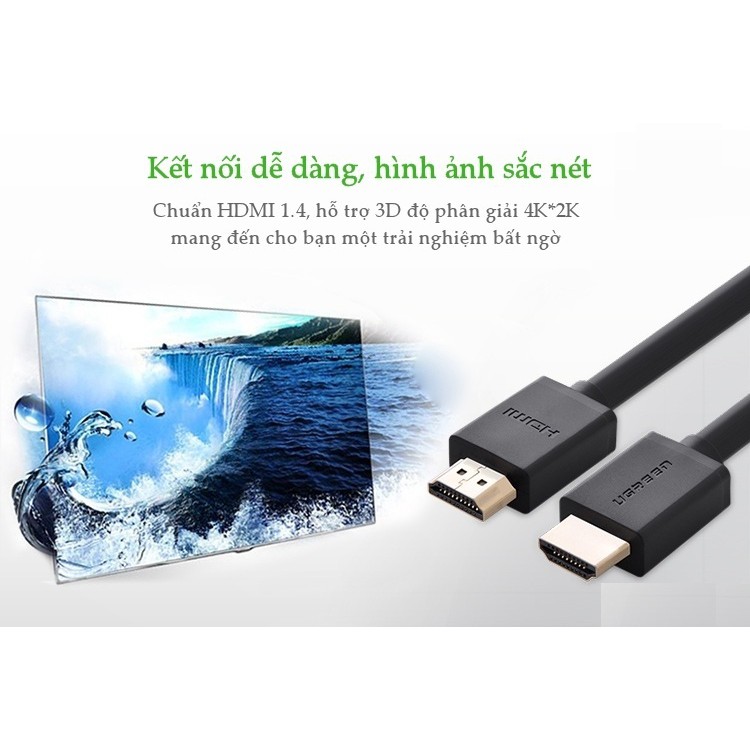 Cáp HDMI dài 2m Ugreen 10107 (hỗ trợ Ethernet 3D 4K*2K)