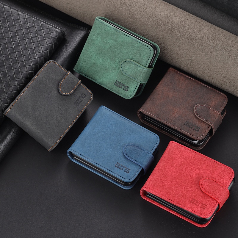 Bao Da Điện Thoại Nắp Lật Chống Sốc Chống Trầy Xước Có Ngăn Đựng Thẻ Cho samsung galaxy z flip 4 flip3 flip5 Ốp
