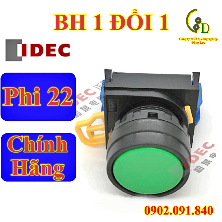 Nút nhấn nhả không đèn phi 22mm 1NO mầu xanh IDEC YW1B-M1E10G ✴️VIP✴️ công tắc đề ấn nhả