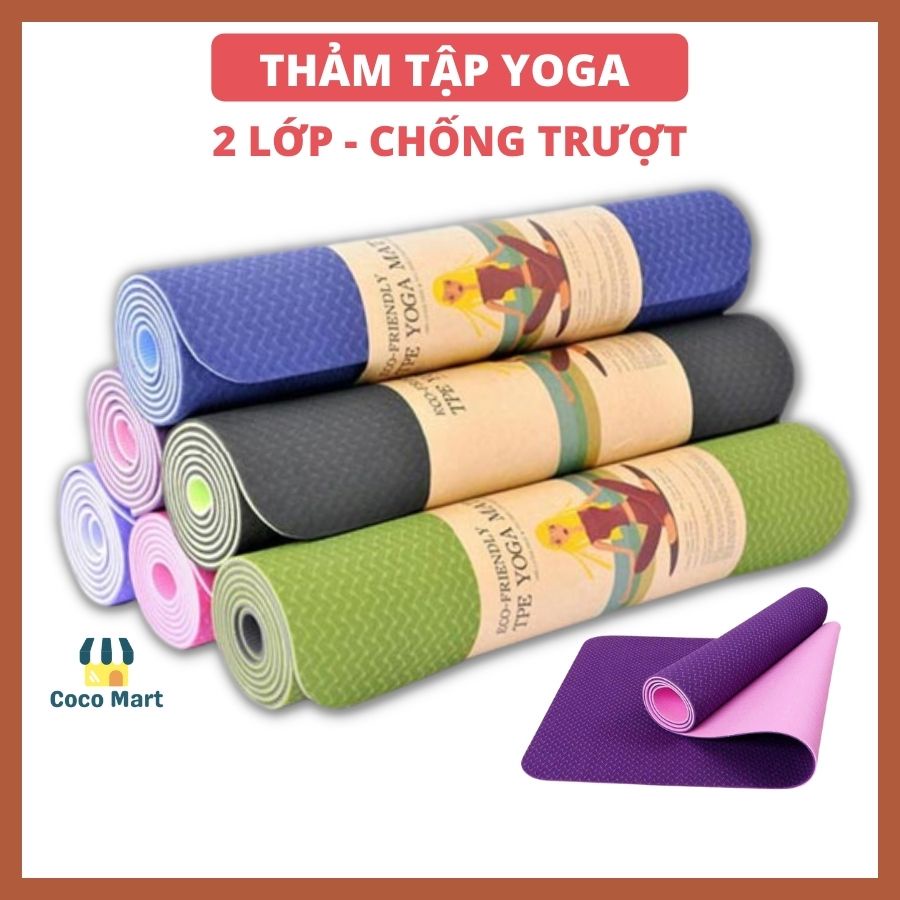 Thảm tập yoga cao cấp 2 lớp ⚡️CHỐNG TRƯỢT⚡️ độ dày 8mm