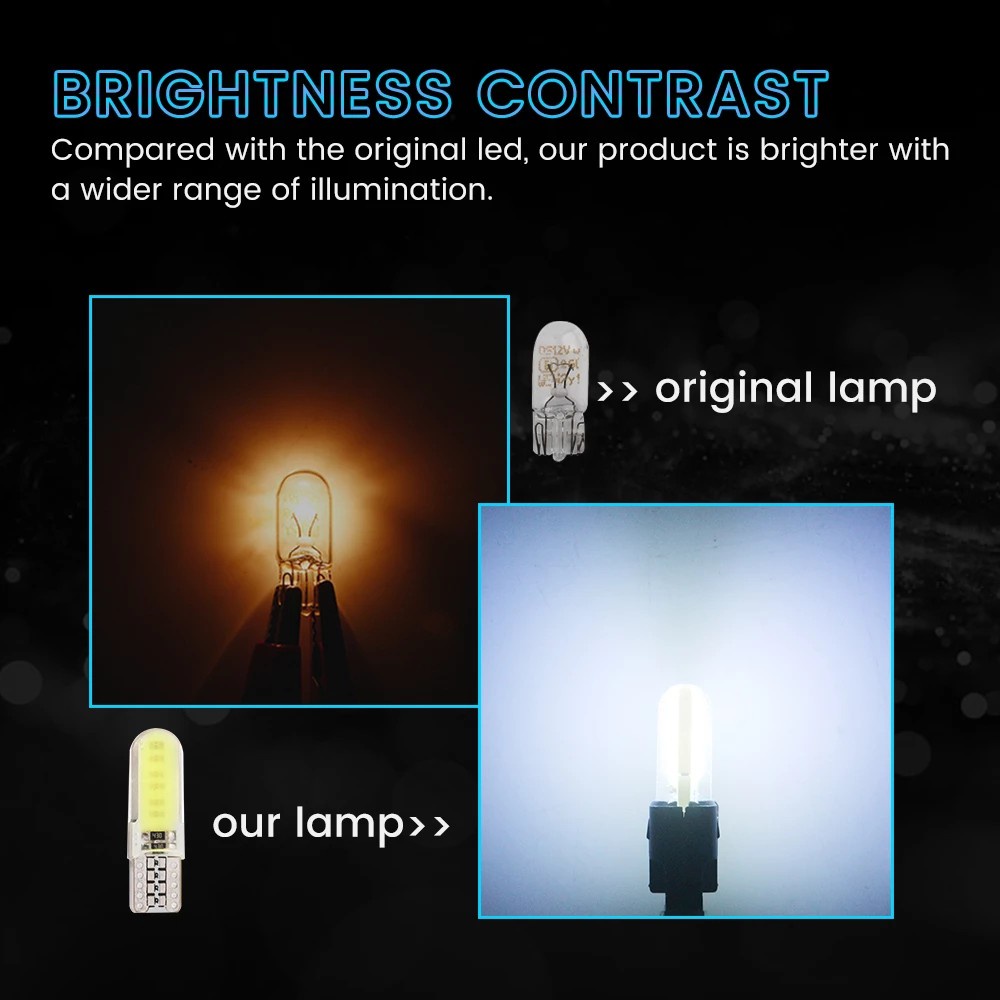 1 Bóng Đèn LED W5W T10 COB 12 SMD 12V Ánh Sáng Trắng Dành Cho Ô Tô