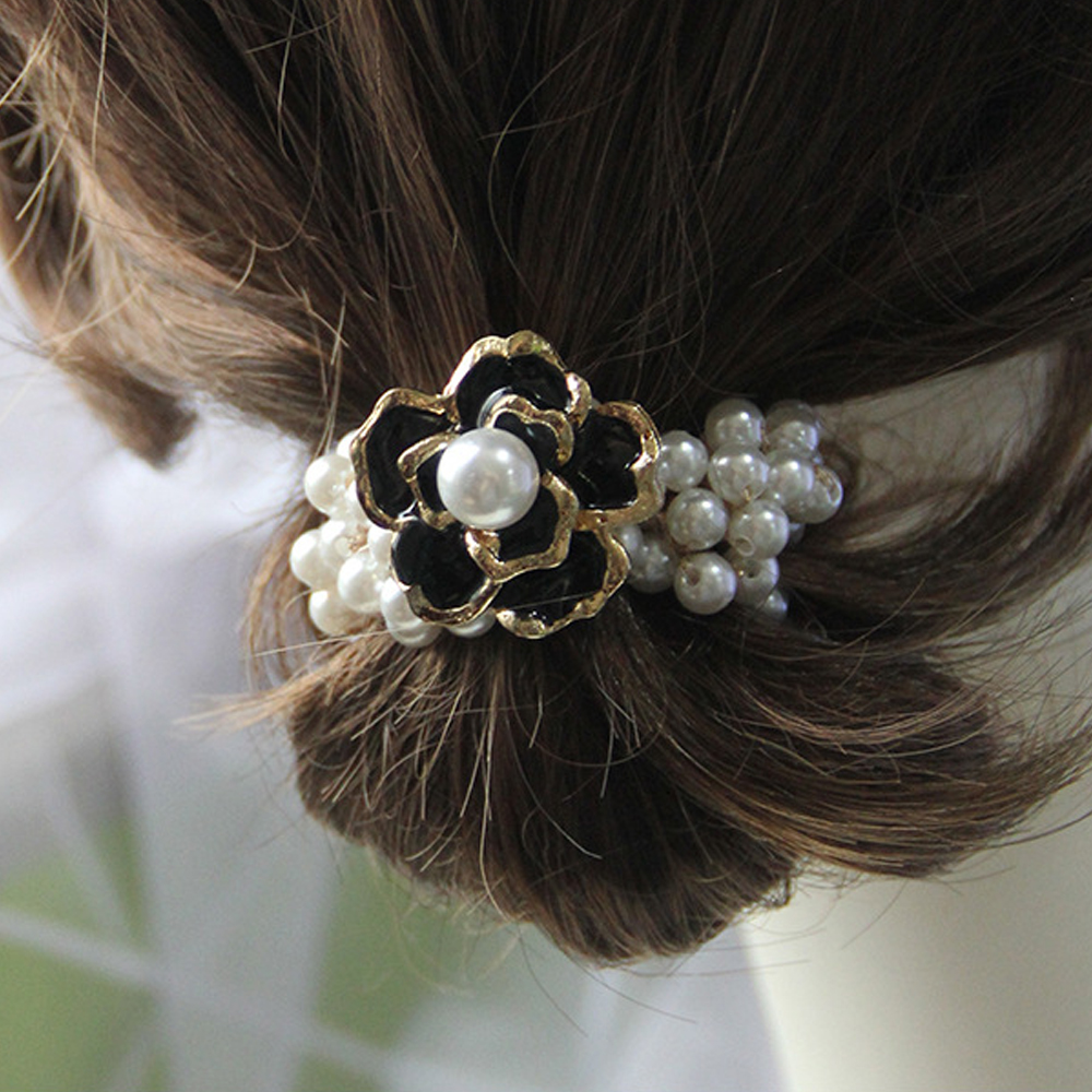 Dây Buộc Tóc Trang Trí Hoa Và Ngọc Trai Xinh Xắn Cho Nữ