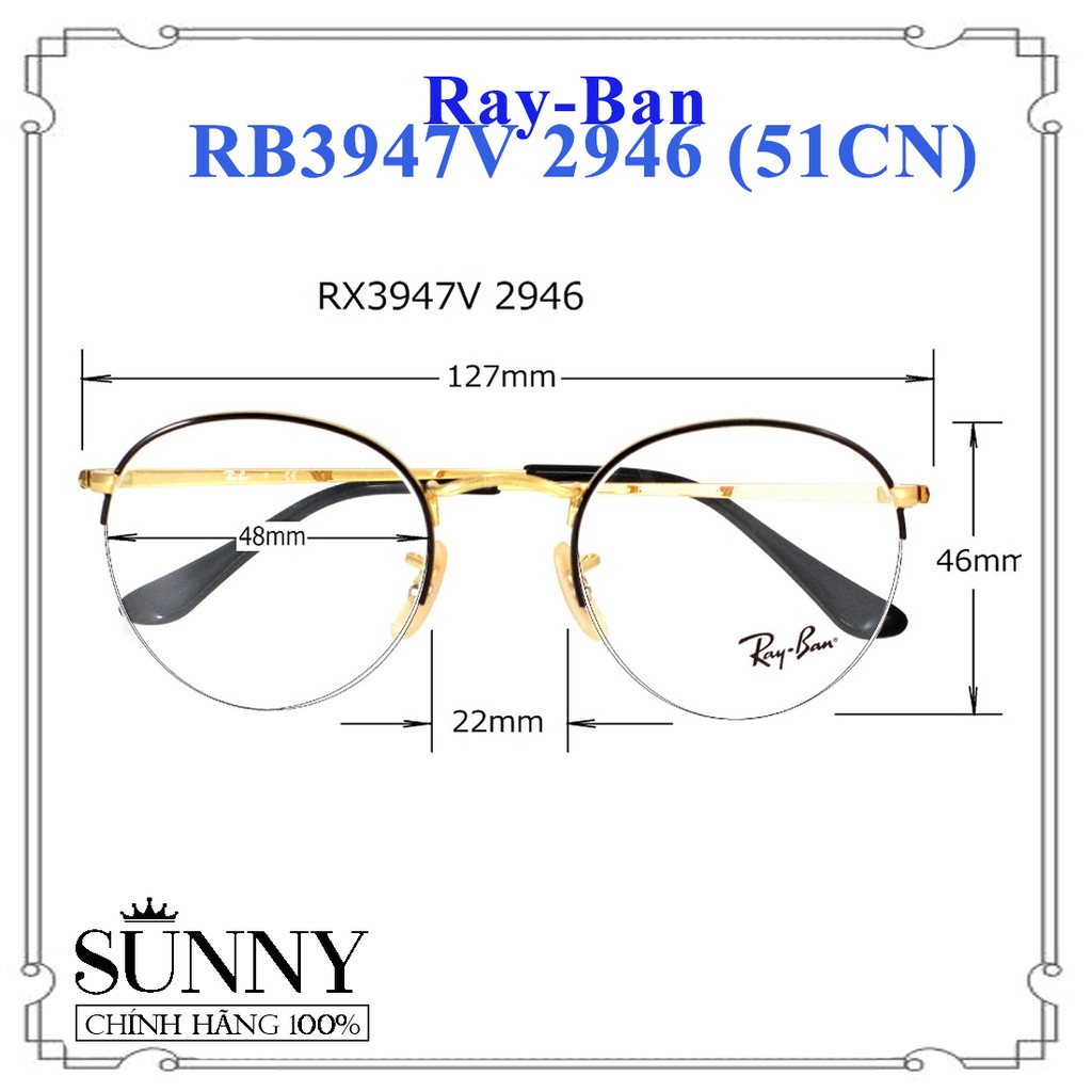 RB3947V 2946 (51CN) - Gọng kính Rayban chính hãng, bảo hành toàn quốc, thiết kế dễ đeo bảo vệ mắt