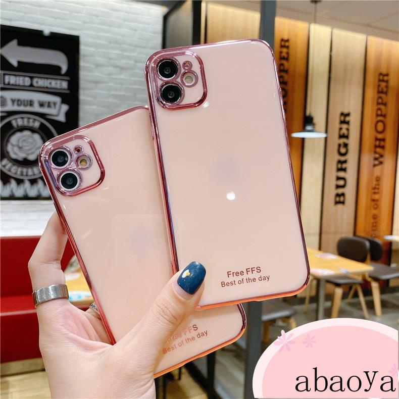 Ốp lưng iphone viền vuông Mạ Vàng iphone 12 Pro Max Mini SE 2020 11 Pro Max XS XR 8 7 6 6s Plus