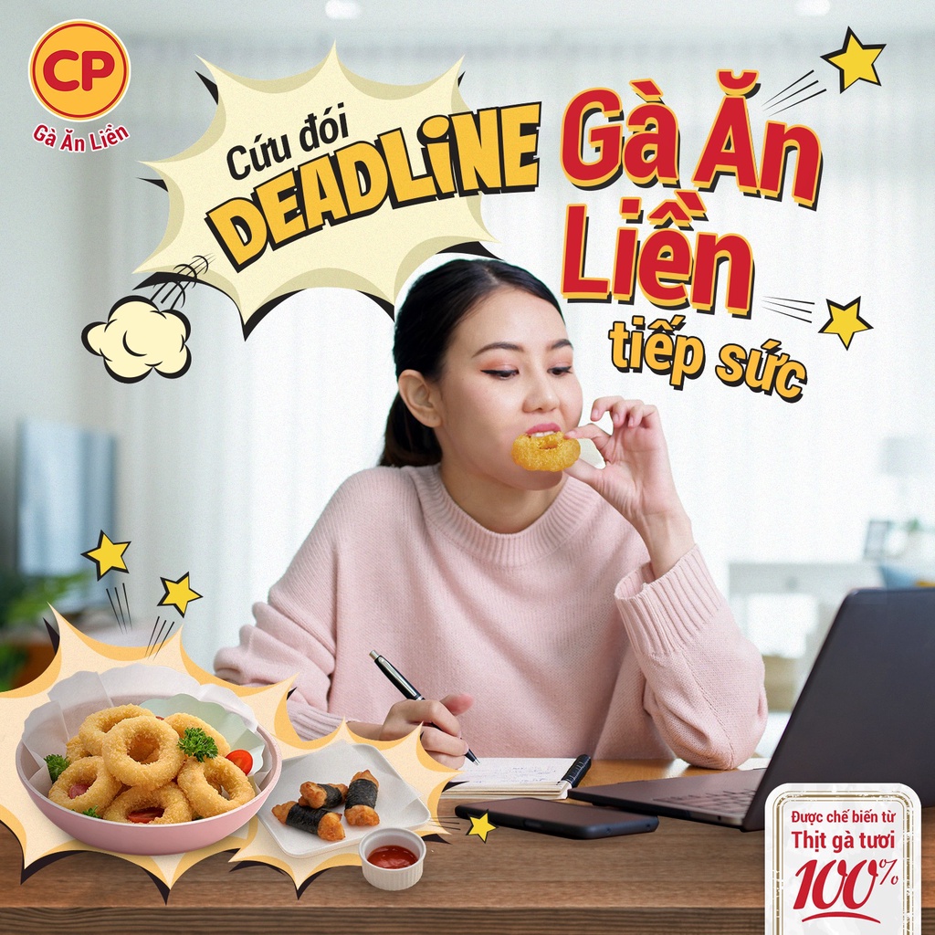 Gà chiên CP - Nugget vòng chiên giòn 300g 20 vòng/gói trẻ em yêu thích [ HN giao hoả tốc 1h]