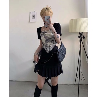 Áo thun nữ khăn lụa hoạ tiết chất lừ