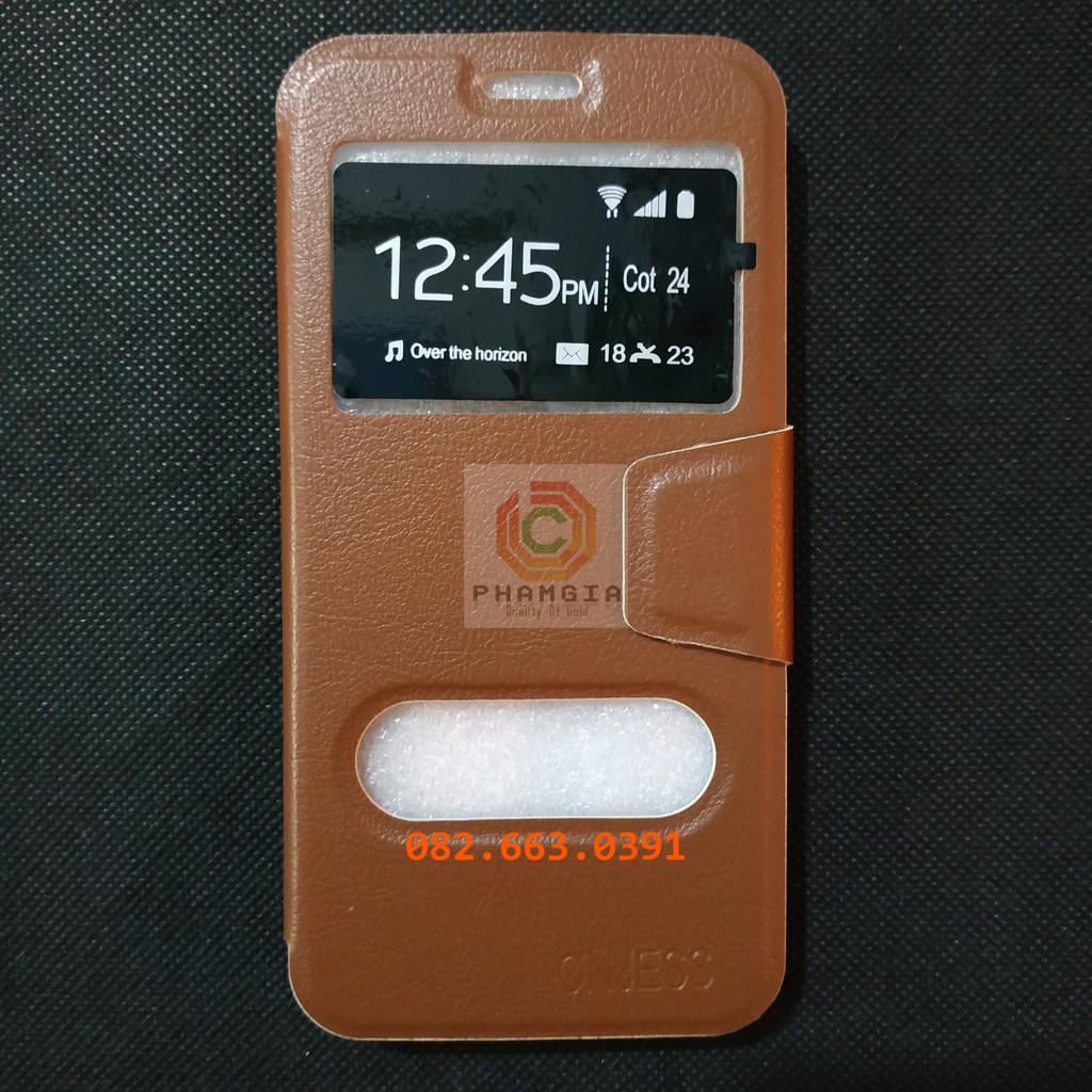 Bao da Oppo A83 có đồng hồ xem giờ, chất liệu da sang trọng