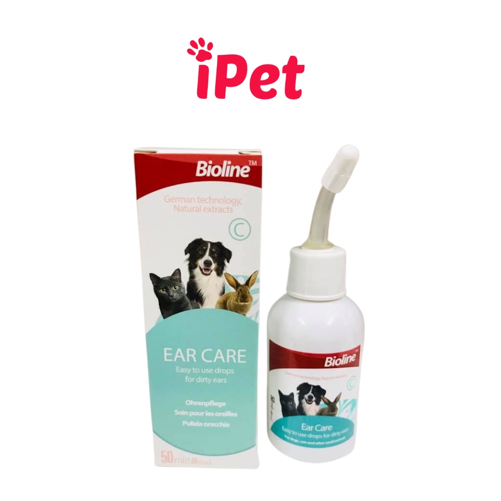 Nước Rửa Vệ Sinh Tai Cho Thú Cưng Chó Mèo Ear Care Bioline 50ml - iPet Shop