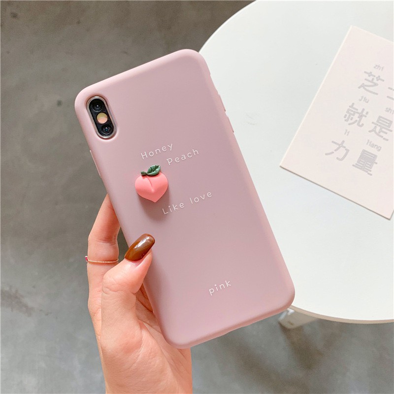 Ốp lưng iPhone Hình Trái Cây Nổi 3D Cam Bơ Đào Cute Chất Lì TPU Mềm IP6 6plus 7plus 8plus x xs max 11 pro max
