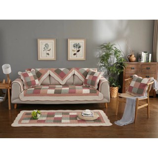 Thảm sofa -ô vuông hồng xanh 70*70