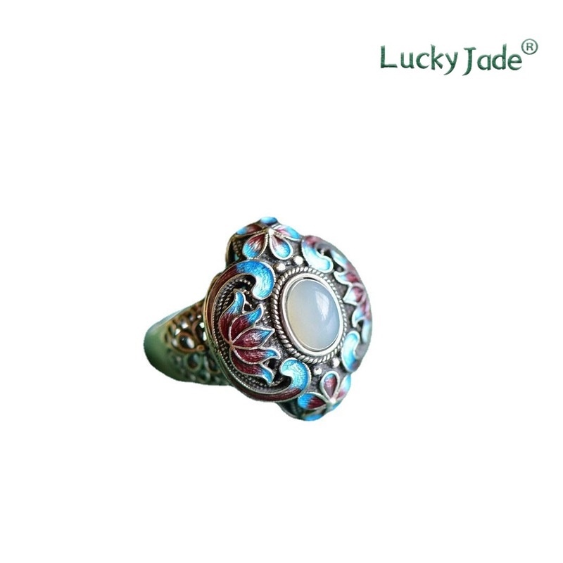 Nhẫn Mạ Bạc 925 Đính Đá Ngọc Bích Phong Cách Retro Thời Trang Cho Nam