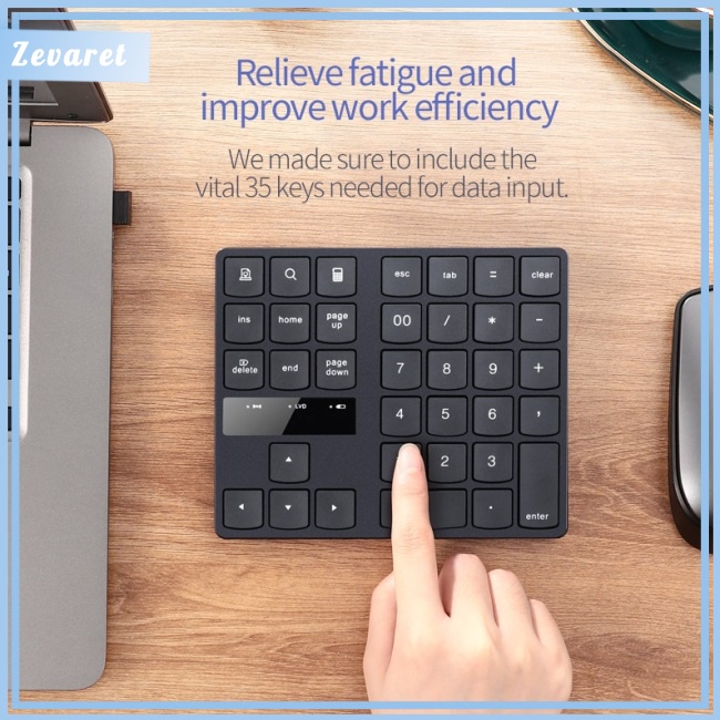 Bàn Phím Zevaret 2.4g Không Dây 35 Nút Bấm Màu Đen Đa Phương Tiện