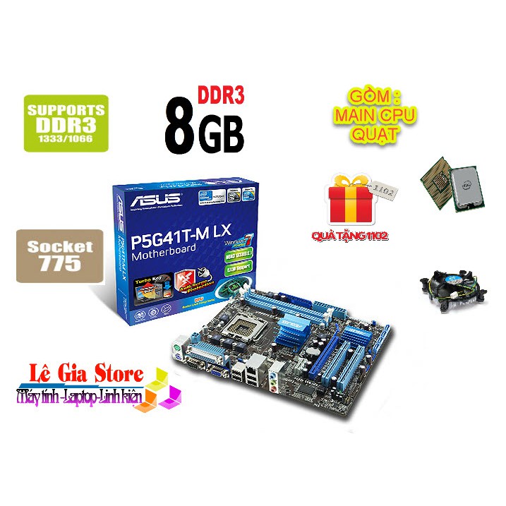 Main ASUS P5G41T-MLX sk 775 sp 8G DDR3 TẶNG KÈM QUẠT, CPU FE CHẮN ĐẦY ĐỦ