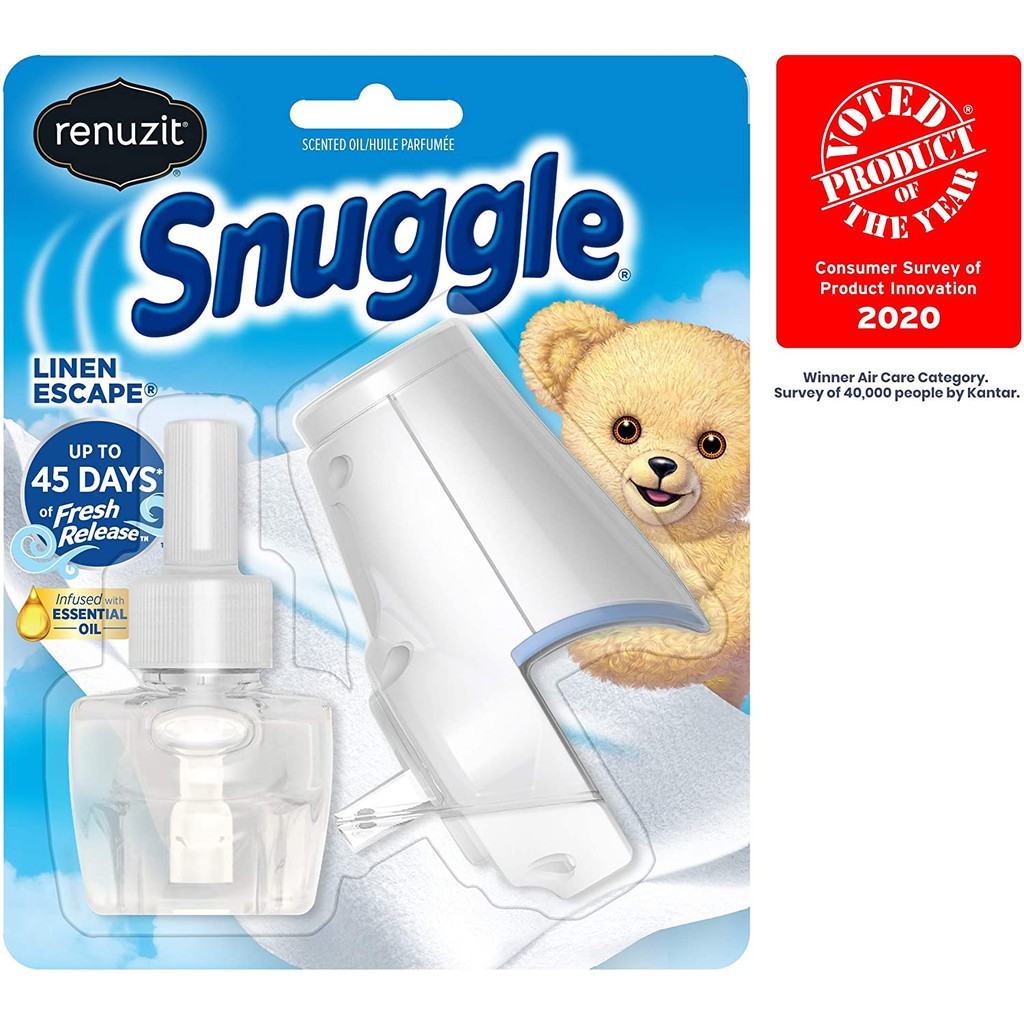 Bộ máy phát &amp; tinh dầu thơm phòng Renuzit Snuggle Scented Oil Refill Air Freshener &amp; Plugin Warmer Linen Escape (Mỹ)