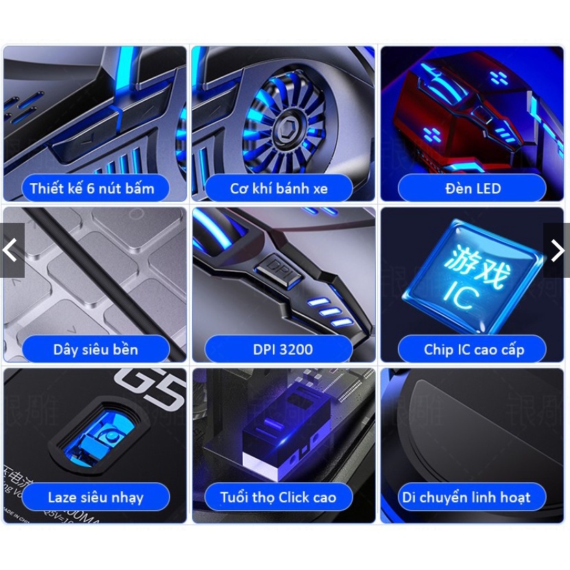 Chuột Game Thủ Có Dây YINOIAO G5  LED RGB đổi màu 3200DPI