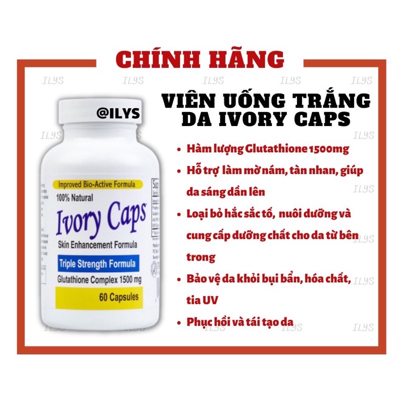 Viên uống trắng da, ngừa nám ivory caps Glutathione complex 1500mg