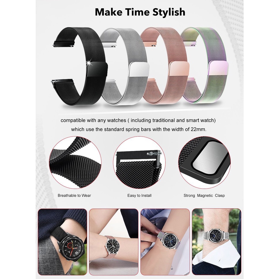 Dây Đeo Thay Thế Bằng Thép Không Gỉ Cho Đồng Hồ Samsung galaxy watch 3 41mm 44mm
