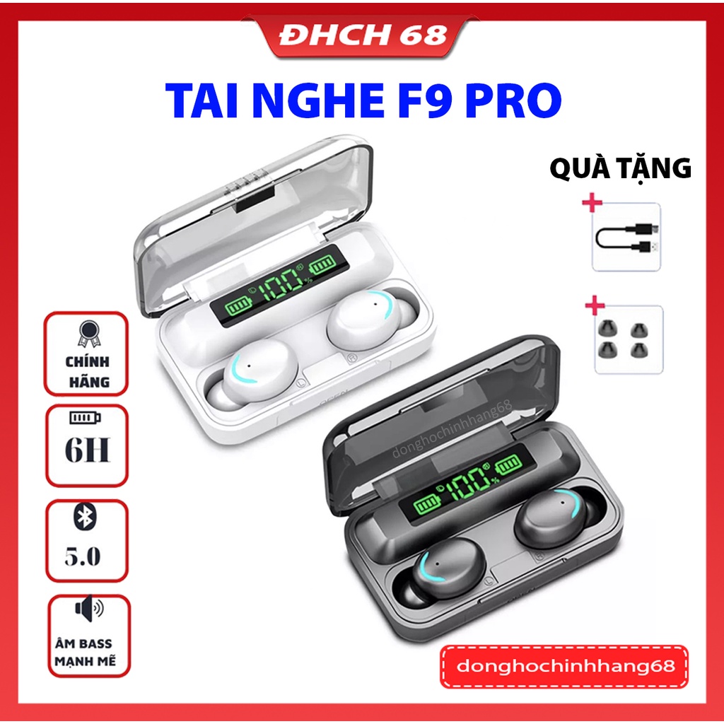 Tai nghe Bluetooth 5.0 Amoi F9 Pro Max Cao Cấp Cảm Biến Vân Tay Kiêm Sạc Dự Phòng, Pin Cực Trâu, Chất Âm Cực Hay