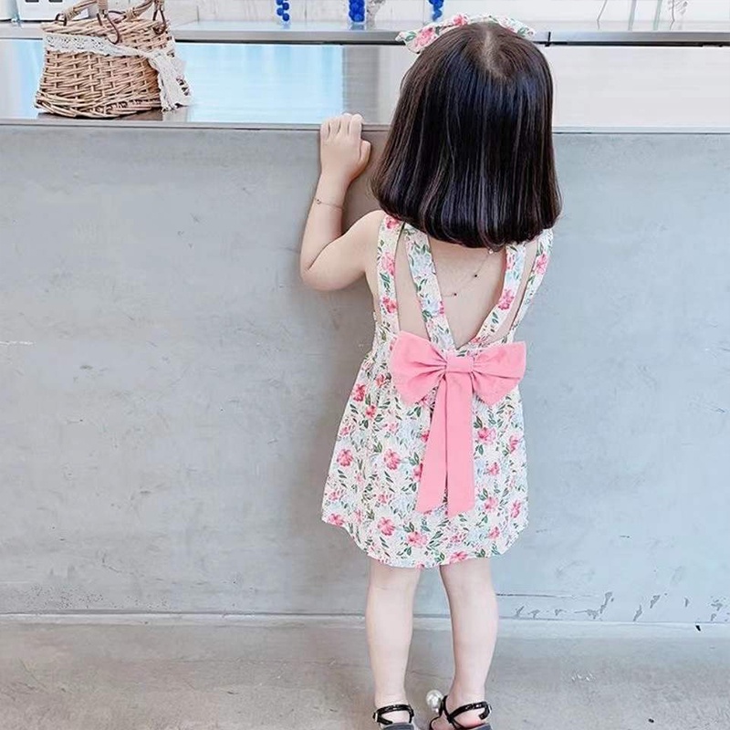 Đầm hoa IQ ANGEL thắt nơ kiểu phương tây xinh xắn cho bé gái