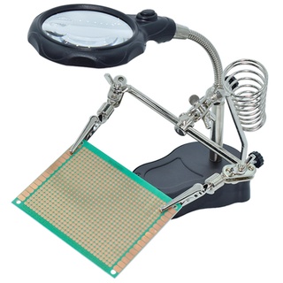 Đế gác mỏ hàn kèm Kính lúp kẹp board hàn mạch điện tử