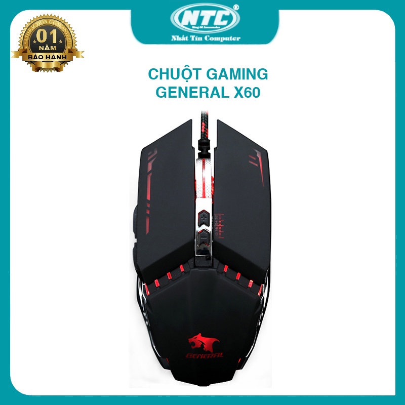 Chuột gaming 6D GENERAL X60 có led - DPI lên đến 3200 (Đen) Nhất Tín Computer