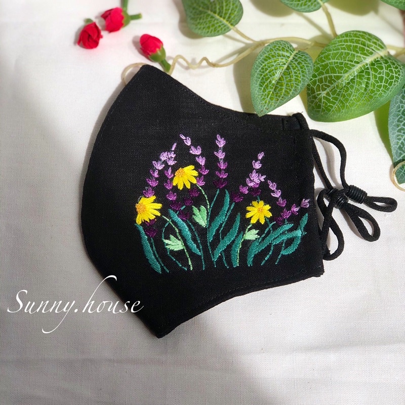 Khẩu trang thêu/Khẩu trang vải linen thêu