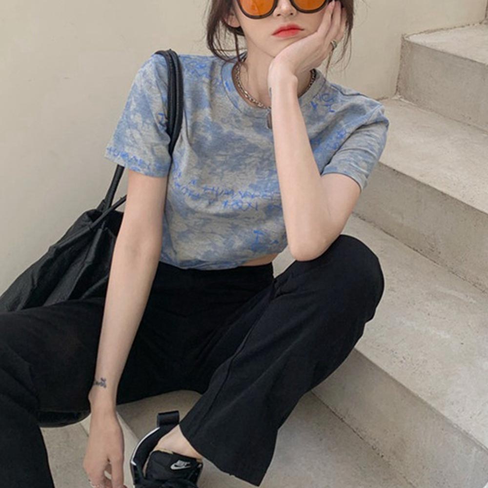 Áo thun tay ngắn dáng ôm mềm mại phong cách hồng kông thời trang mùa hè dành cho nữ