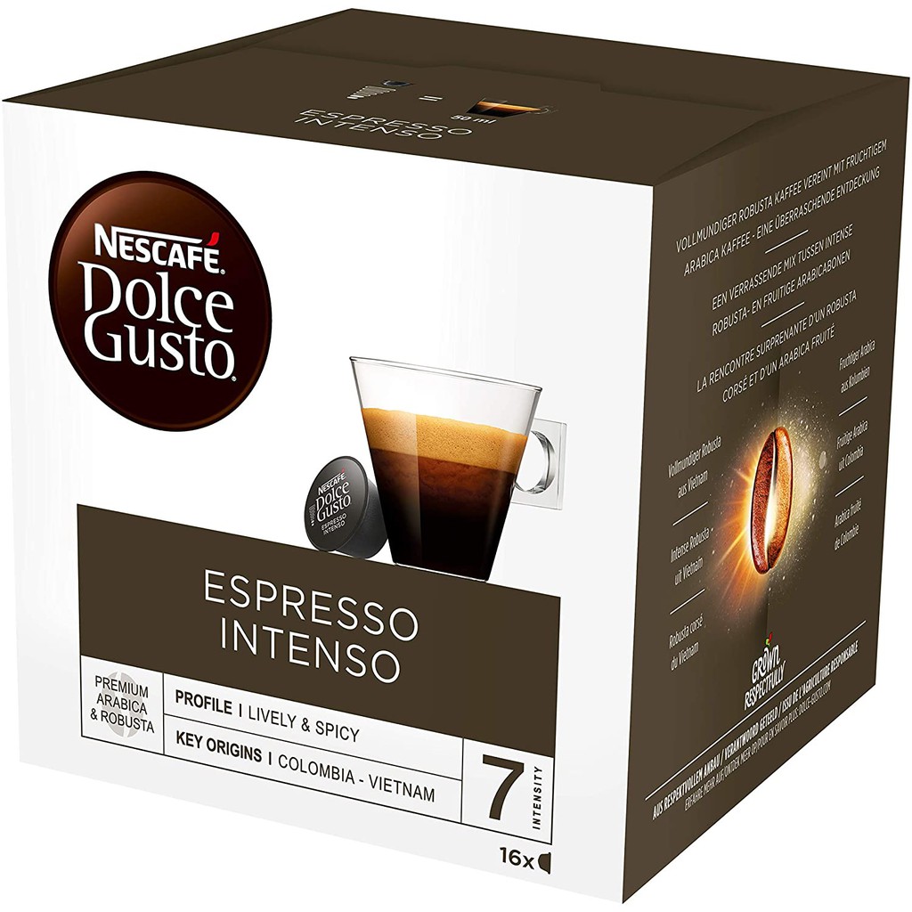 Hộp 16 Viên Nén Cà Phê Rang Xay Nescafe Dolce Gusto - Espresso Intenso (96g)