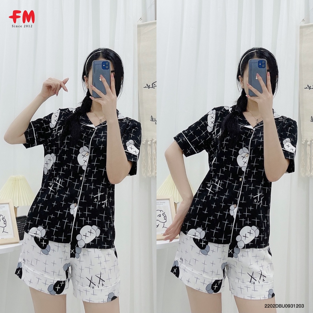 Đồ bộ mặc nhà FM Style pijama nữ chất lụa cao cấp, hoạ tiết dễ thương - mát mẻ freesize dưới 60kg thời trang 220212022