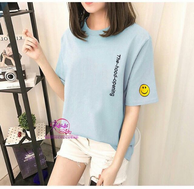 Áo tay lỡ thêu mặt cười SN063 TLI185 | BigBuy360 - bigbuy360.vn