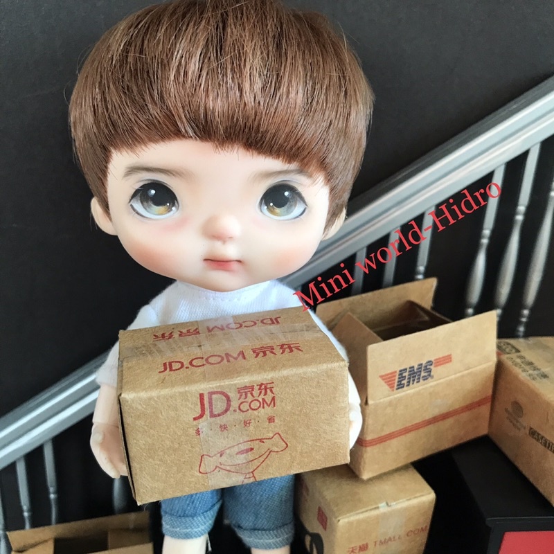 Set hộp carton đóng gói mini tí hon quà bất ngờ bên trong dùng cho Búp bê BJD 1/12, 1/8 trang trí nhà búp bê. Combo