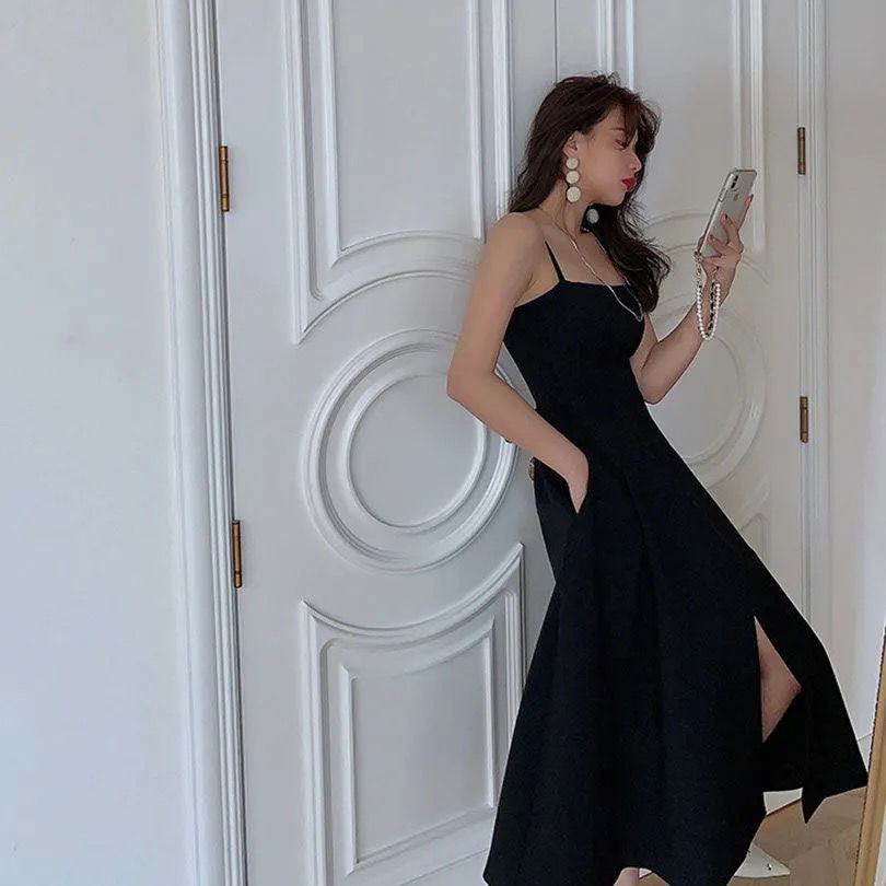 Váy Yếm Dáng Dài Màu Đen Thiết Kế Đơn Giản Trẻ Trung Hợp Thời Trang | BigBuy360 - bigbuy360.vn
