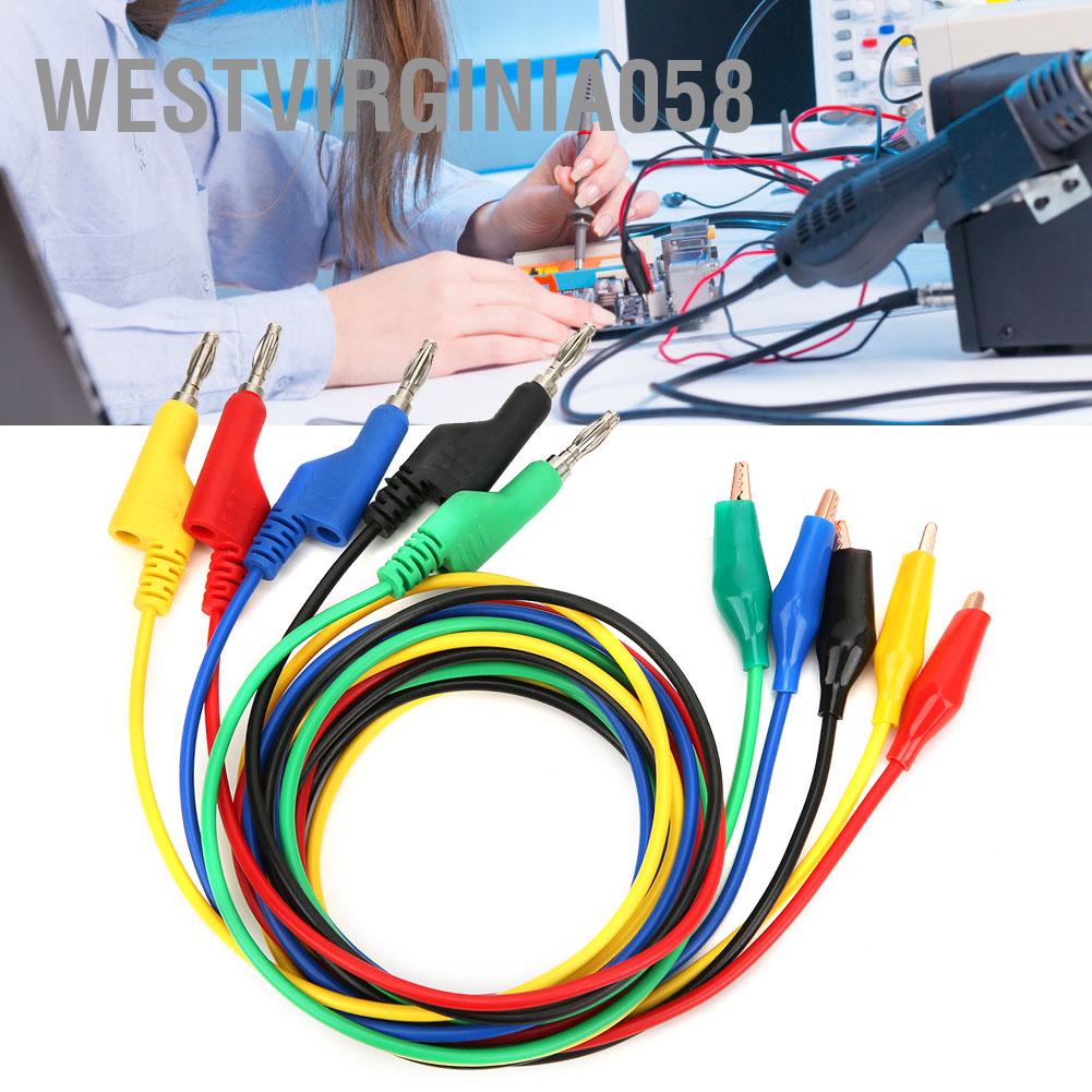 Có thể bán buôn P1044 5 cái 4mm 1m Cắm chuối có thể xếp chồng lên nhau để kẹp thử nghiệm kiểm tra dây cáp cho đồng hồ vạn năng Westvirginia058 Hàng giao ngay