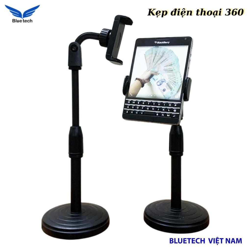 Giá đỡ điện thoại cao cấp xoay 360 độ có điều chỉnh độ cao, kẹp điện thoại đa năng cho chụp hình, livestream - Bluetech