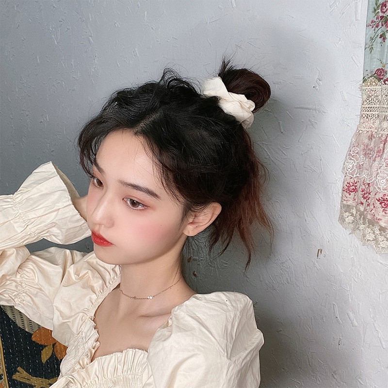 Dây cột tóc Scrunchies, Scrunchies lụa trơn cao cấp S06