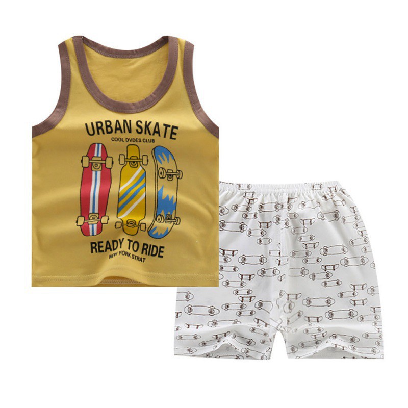 Bộ áo ba lỗ kèm quần short in họa tiết ngộ nghĩnh dành cho bé trai