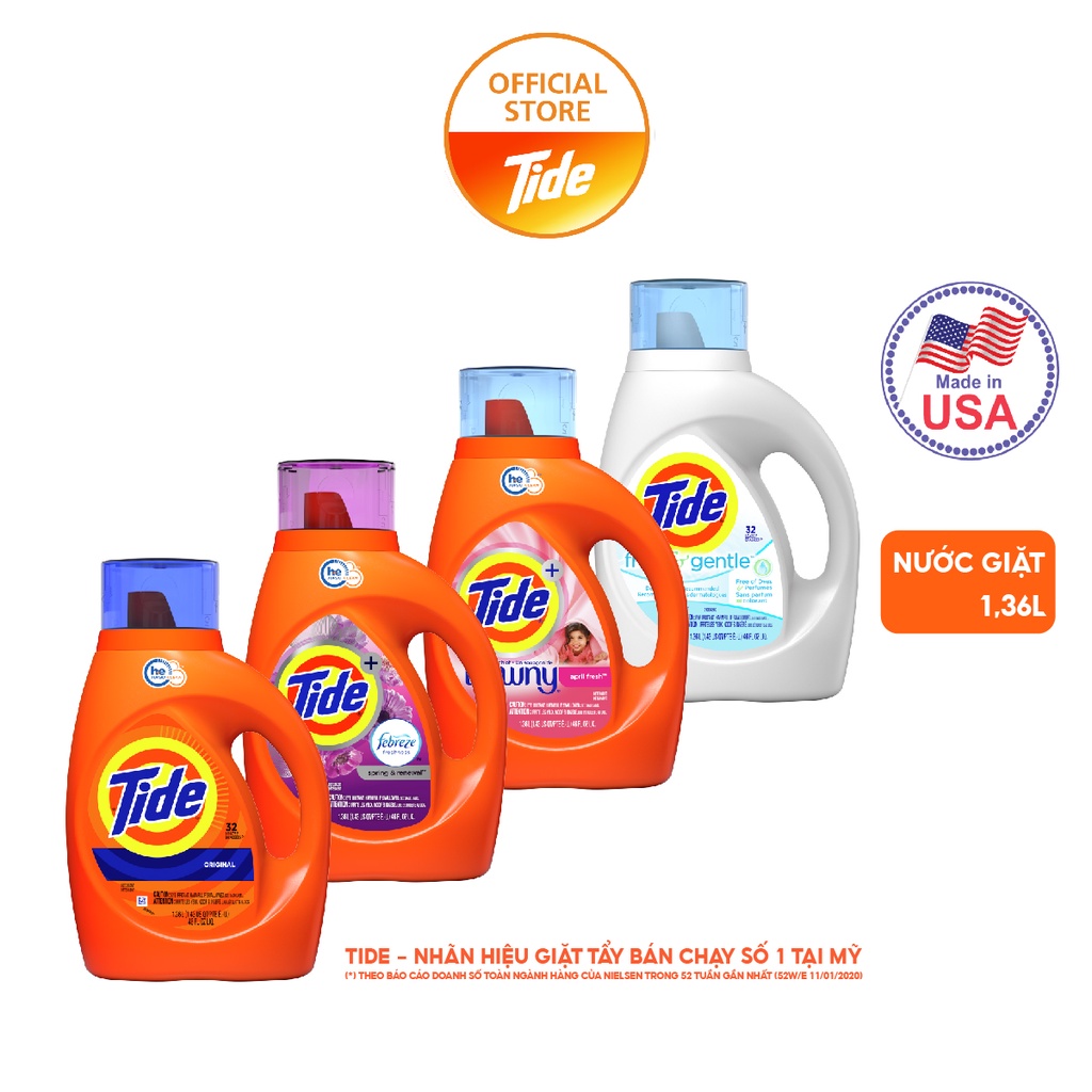 Nước Giặt Tide free & gentle 1.36l - Mỹ