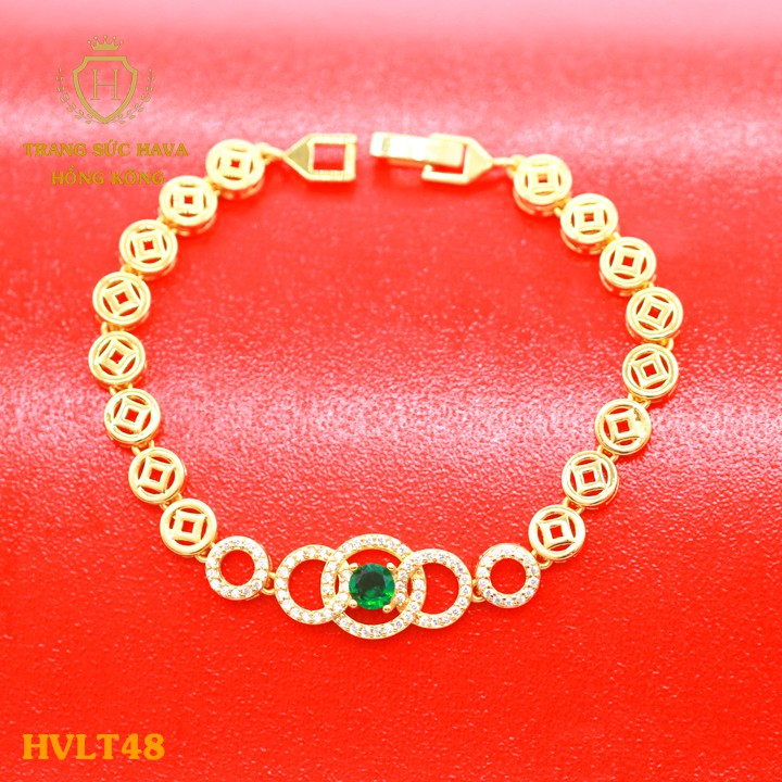 Lắc Tay, Vòng Tay Nữ Kim Tiền Titan Xi Mạ Vàng Non 24k Cao Cấp - Trang Sức Hava Hong Kong - HVLT48