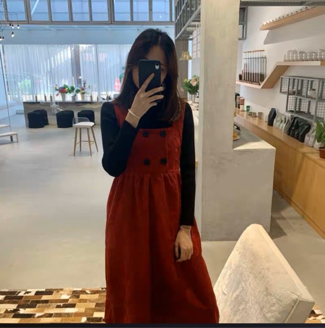 Váy yếm nhung màu vintage