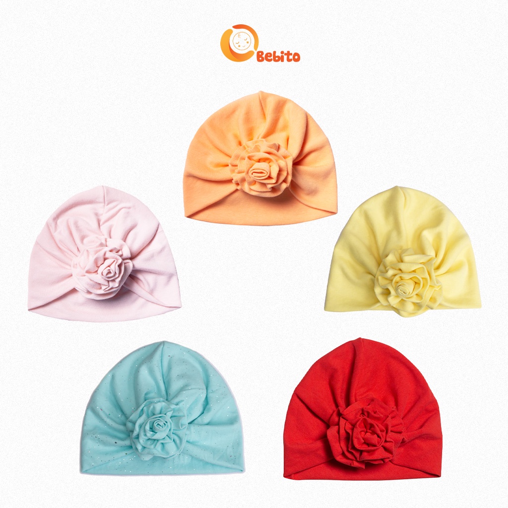 Mũ Băng Đô Nơ Hoa Hồng Xinh Xắn Cho Bé Gái - Turban Siêu Xinh Bé Gái