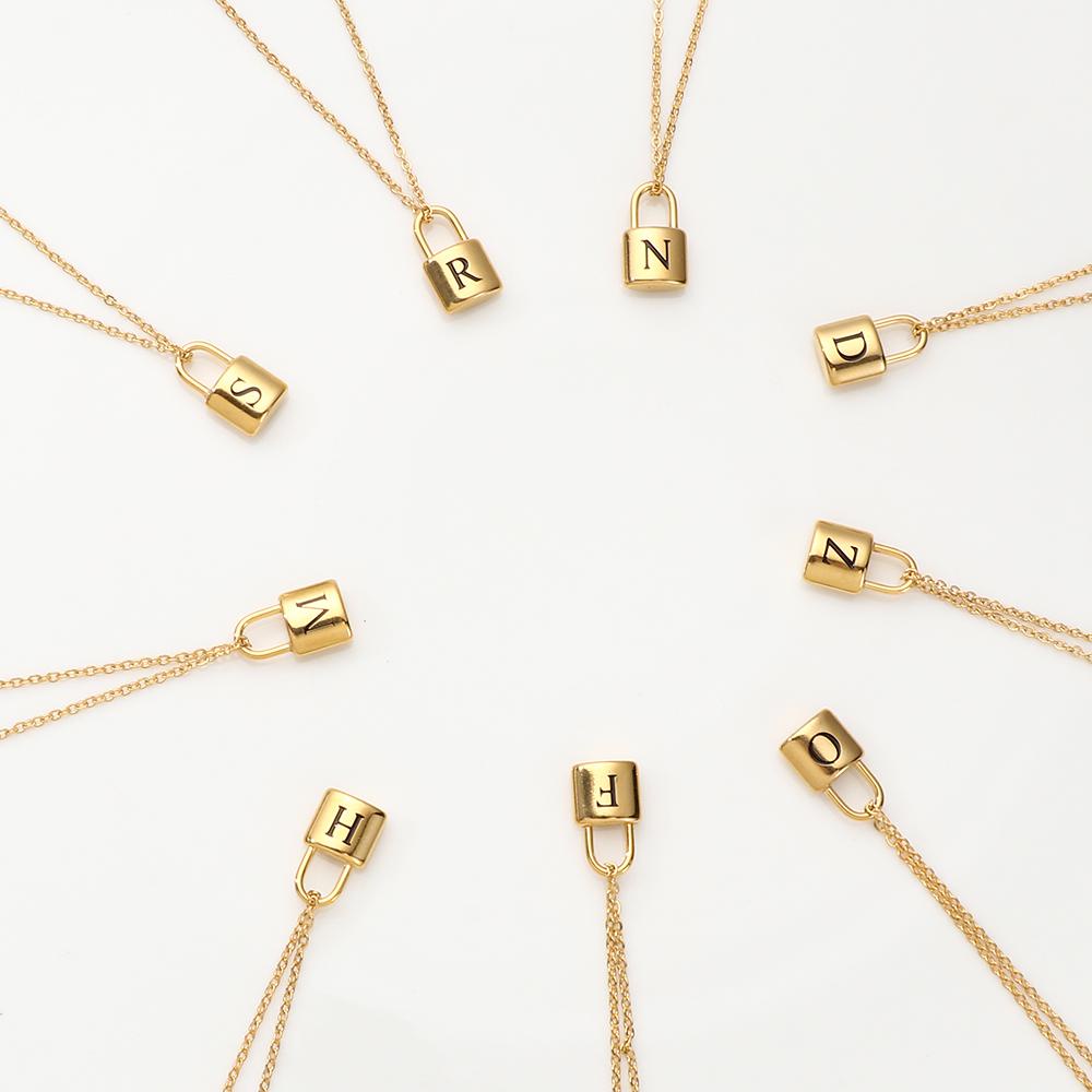 Vòng cổ Mặt Ổ Khóa Chữ Cái Từ A-Z