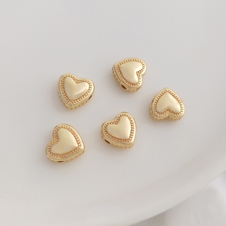 Hạt Xâu Chuỗi Bằng Đồng Mạ Vàng 14K Hình Trái Tim Nhiều Màu Sắc Dùng Làm Trang Sức diy