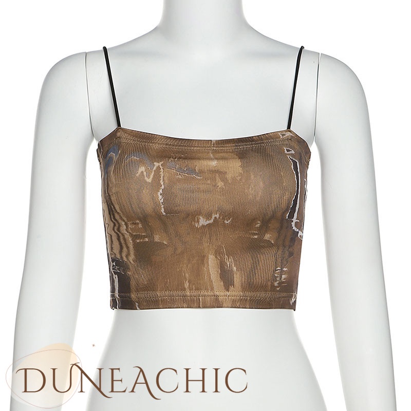 DUNEA Áo Hai Dây In Họa Tiết Thời Trang Dành Cho Nữ