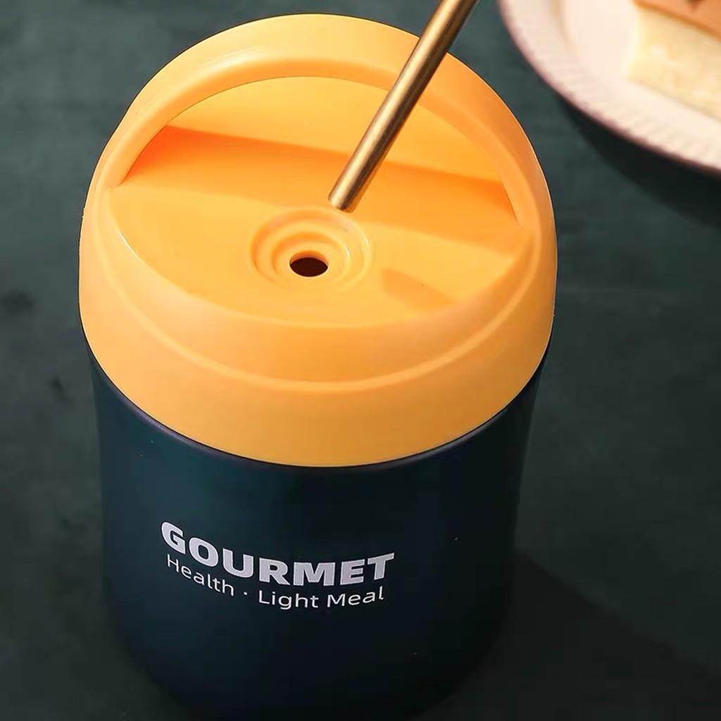 Cốc ủ cháo GOURMET 500ml ruột inox 304 giữ nhiệt rất lâu có quai sách