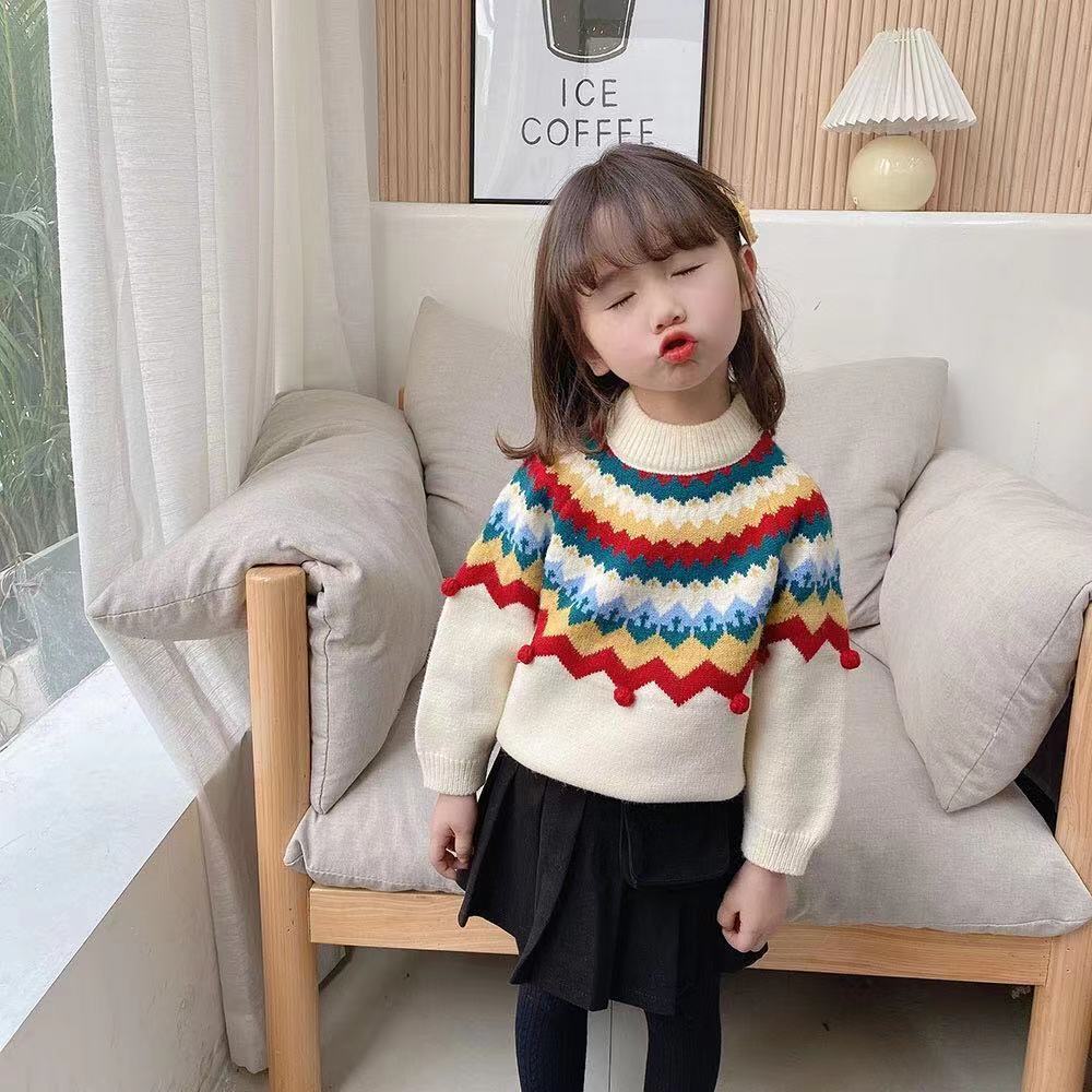 Áo len tay dài xinh xắn dành cho bé gái tùy chọn màu sắc